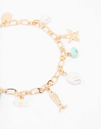 Gold Sea Charm Anklet - link has visual effect only