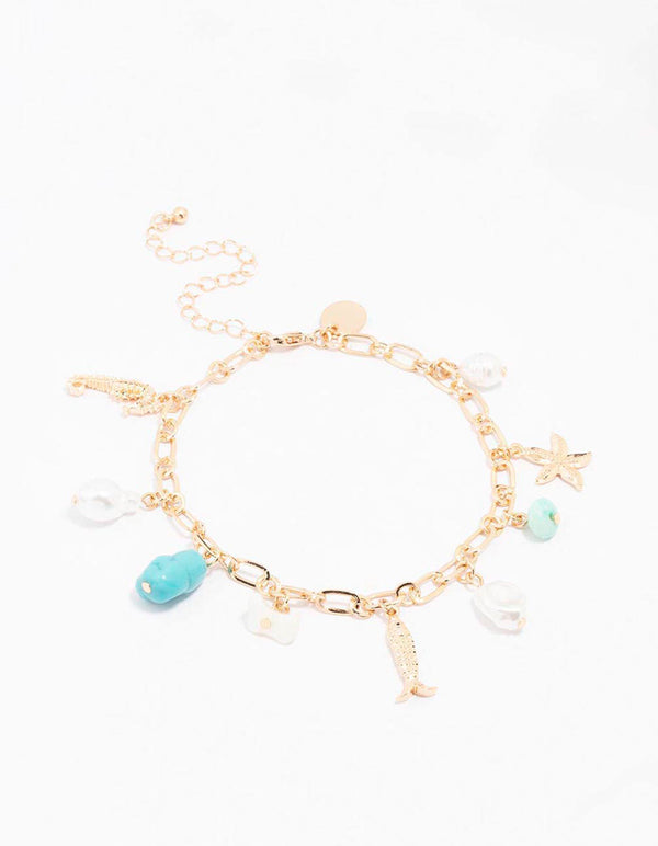 Gold Sea Charm Anklet