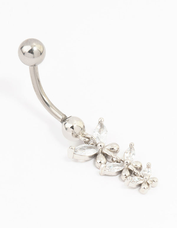 Surgical Steel Trio Butterfly Drop Belly Bar