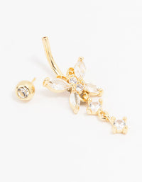 Gold Plated Surgical Steel Butterfly Crystal Belly Bar - link has visual effect only