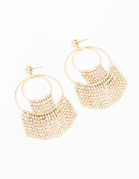 Gold Plated Diamante Fringe Rings Drop Earrings - link has visual effect only