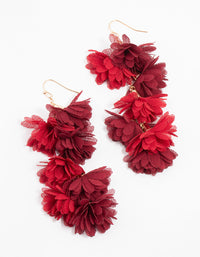 Gold Plated Cascade Fabric Flower Drop Earrings - link has visual effect only