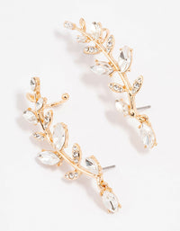 Gold Plated Climber Diamante Floral Cuff Earrings - link has visual effect only