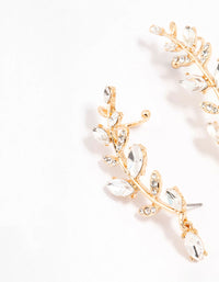 Gold Plated Climber Diamante Floral Cuff Earrings - link has visual effect only