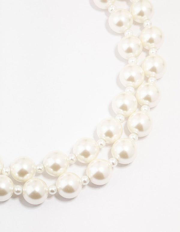 Beaded Statement Pearl Lariat Necklace