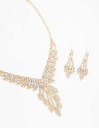 Dazzling Gold Floral Necklace & Earrings Set - link has visual effect only