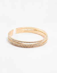 Gold Plated Crossover Diamante Bangle Bracelet - link has visual effect only