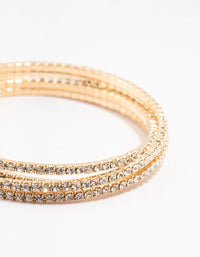 Gold Plated Crossover Diamante Bangle Bracelet - link has visual effect only