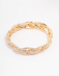 Gold Plated Braided Diamante Bracelet - link has visual effect only