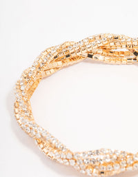 Gold Plated Braided Diamante Bracelet - link has visual effect only