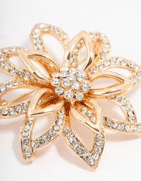 Gold Diamante Flower Outline Brooch - link has visual effect only