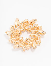 Gold Diamante Leaf Round Brooch - link has visual effect only