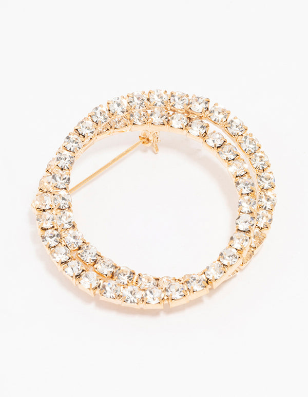 Gold Double Row Cupchain Brooch