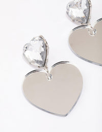 Silver Diamante Double Heart Drop Earrings - link has visual effect only