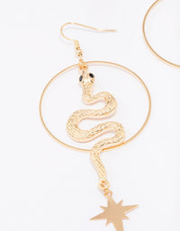 Gold Hoop & Snake Drop Earrings - link has visual effect only