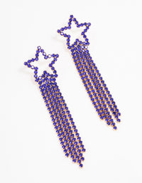 Purple Diamante Star Fringe Drop Earrings - link has visual effect only