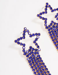 Purple Diamante Star Fringe Drop Earrings - link has visual effect only