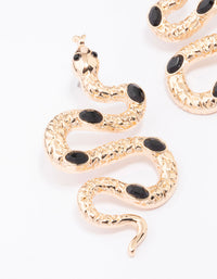 Gold & Black Stone Snake Drop Earrings - link has visual effect only