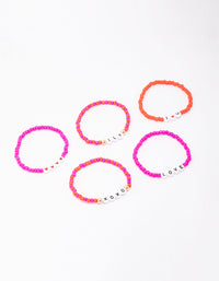 Pink & Red Love Beaded Friendship Bracelet 5-Pack - link has visual effect only