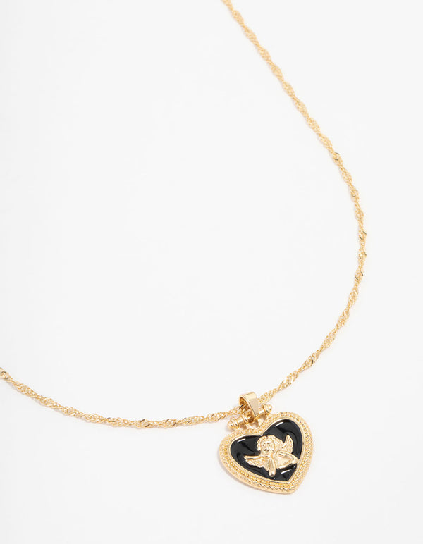 Gold Plated Cherub Heart Necklace