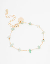 Gold Plated Semi Precious Station Toggle Bracelet - link has visual effect only