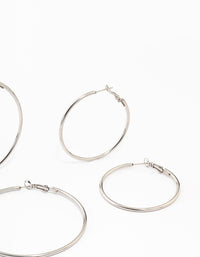 Stainless Steel Thin Hoop Earrings 3-Pack - link has visual effect only