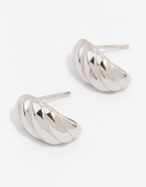 Waterproof Stainless Steel Croissant Stud Earrings