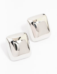 Stainless Steel Puff Square Stud Earrings - link has visual effect only