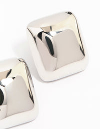 Stainless Steel Puff Square Stud Earrings - link has visual effect only