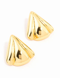 Waterproof Gold Plated Stainless Steel Fan Triangle Stud Earrings - link has visual effect only