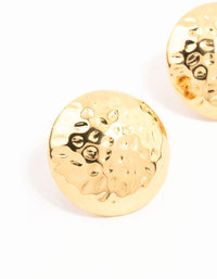 Waterproof Gold Plated Stainless Steel Textured Round Stud Earrings - link has visual effect only