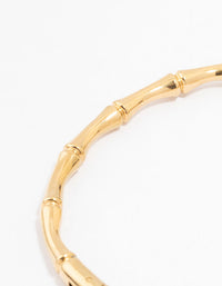 Waterproof Gold Plated Stainless Steel Bamboo Hinge Wrist Cuff Bracelet - link has visual effect only