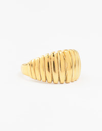 Waterproof Gold Plated Stainless Steel Croissant Cocktail Ring - link has visual effect only