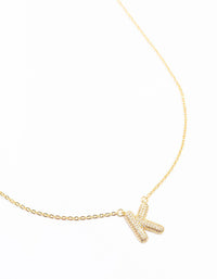 Gold Plated Pave Letter K Necklace - link has visual effect only