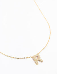 Gold Plated Pave Letter R Necklace - link has visual effect only