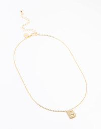 Gold Plated Pave Letter B Necklace - link has visual effect only