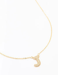 Gold Plated Pave Letter J Necklace - link has visual effect only