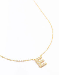 Gold Plated Pave Letter E Necklace - link has visual effect only