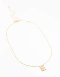 Gold Plated Pave Letter E Necklace - link has visual effect only