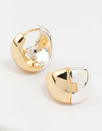 Gold & Silver Plated Chunky Reversable Huggie Earrings - link has visual effect only