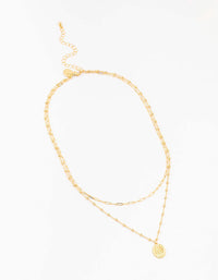 Gold Plated Mary Satellite Layered Pendant Necklace - link has visual effect only