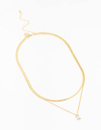 Gold Plated Baguette Snake Pendant Layered Necklace - link has visual effect only