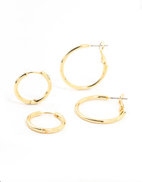 Gold Plated Thin Small & Medium Hoop Earrings 2-Pack - link has visual effect only