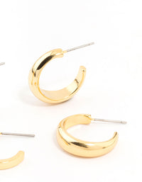 Gold Plated Cubic Zirconia Hoop Earrings 2-Pack - link has visual effect only