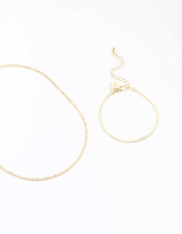 Gold Plated Bracelet & Necklace Set