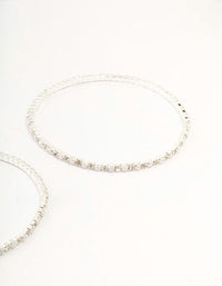 Silver Plated Alternating Mini Cubic Zirconia & Pearl Bracelets 2-Pack - link has visual effect only