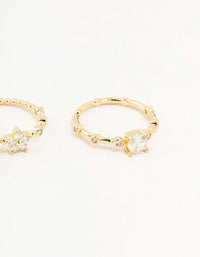 Gold Plated Bamboo Pearl Rings 3-Pack - link has visual effect only