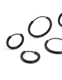 Black Mixed Fine Hoop Earrings 4-Pack - link has visual effect only