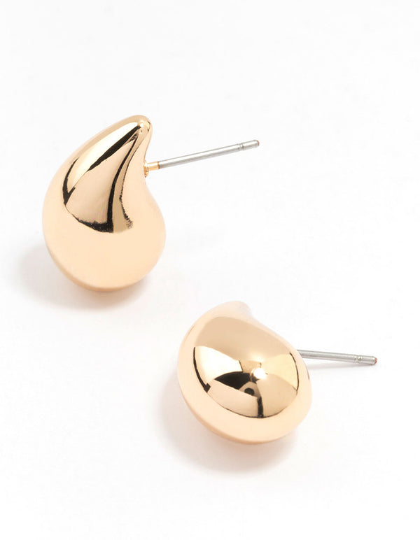 Gold Tiny Teardrop Stud Earrings