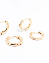 Gold Minimal Huggie Hoop Earrings 3-Pack - link has visual effect only